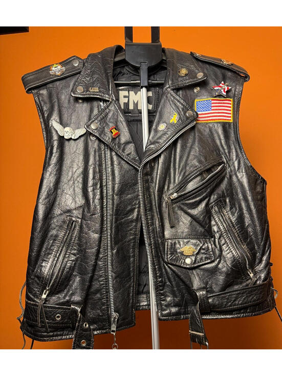 FMC Other - Vintage FMC Size XL Military Biker Vest Army Forces Patches Harley Davidson Pins